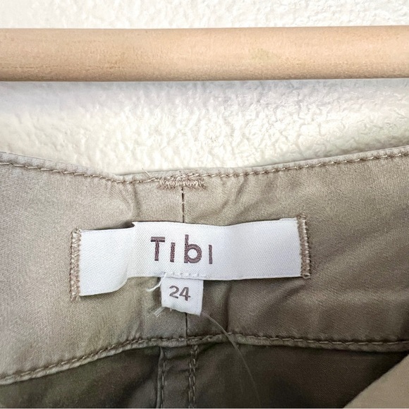 TIBI Sid Garment Dyed Silky Cotton Shorter Chino Pant in Acorn Beige - Picture 12 of 16